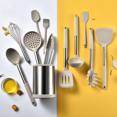 Rotatable Cookware Storage Bucket 12-piece Silicone Cookware Set Cooking Kitchen Frying Spatula Soup Spoon