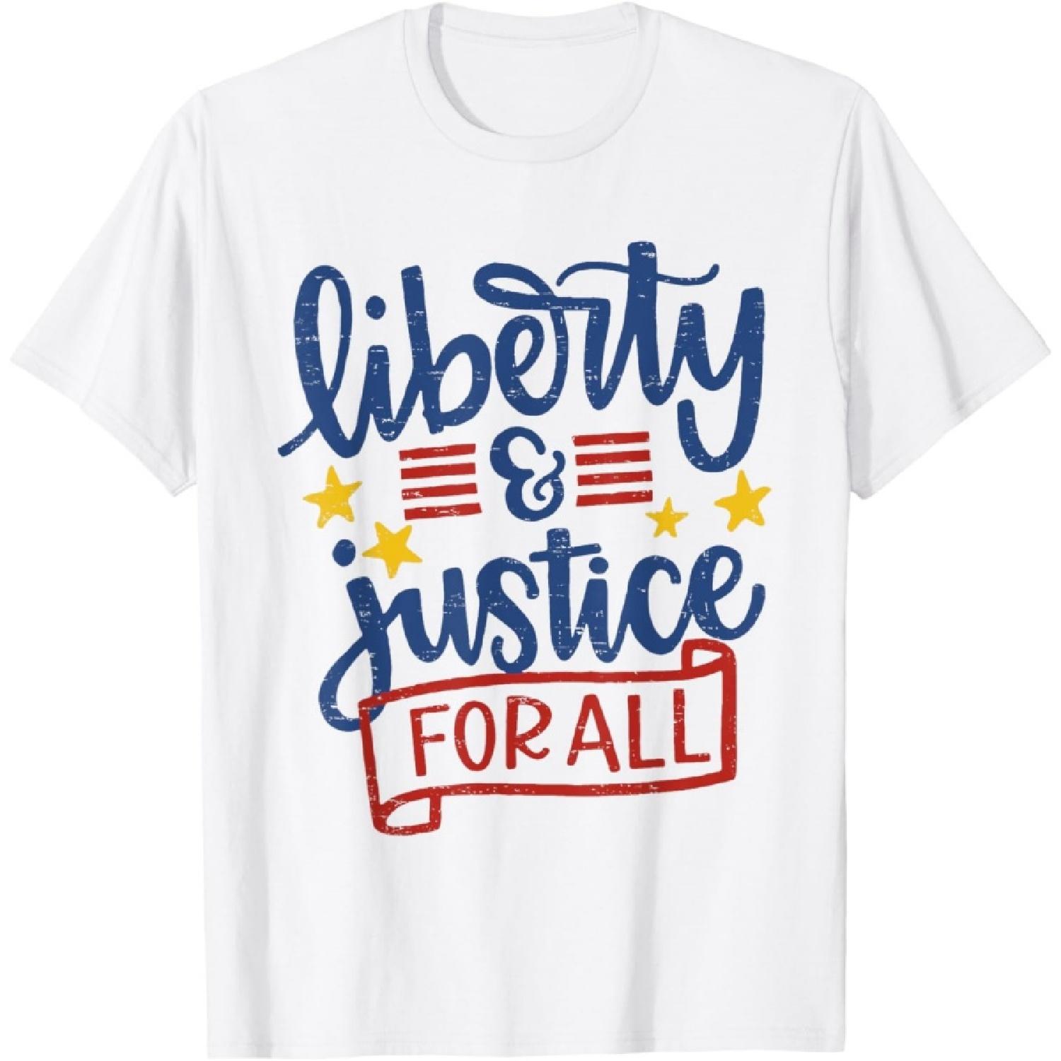 Funny 4th of July Retro Liberty And Justice For All T-Shirt XXXXXL белый