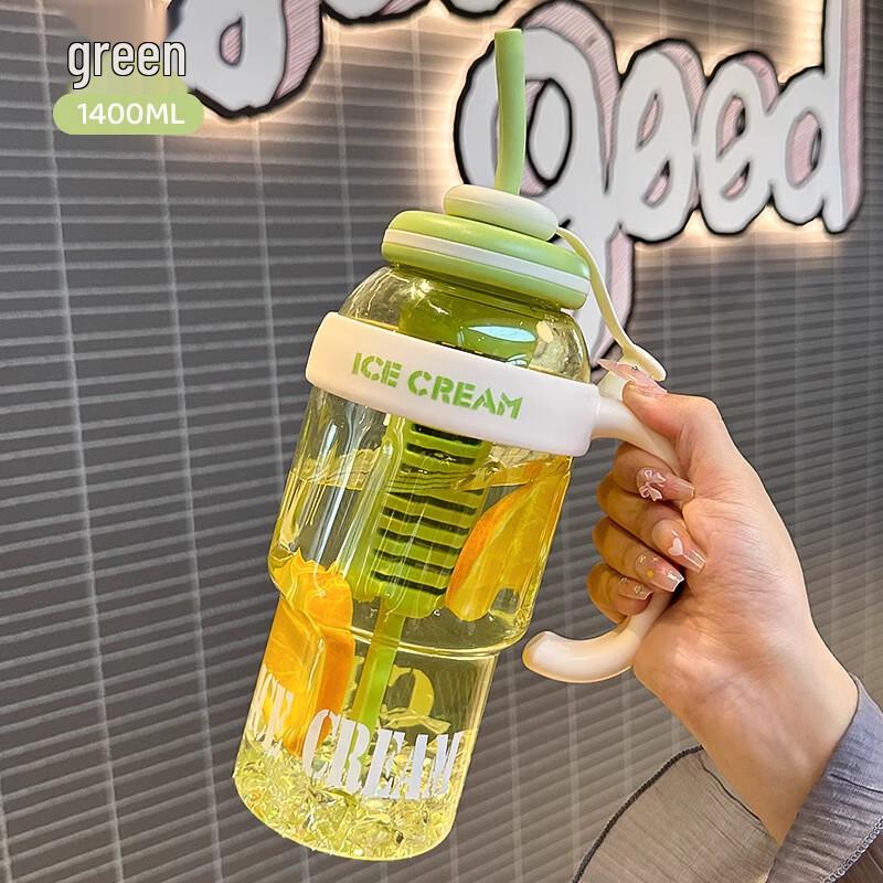 

Lainuo Stylish Large Capacity Straw Water Bottle with Glass Liner