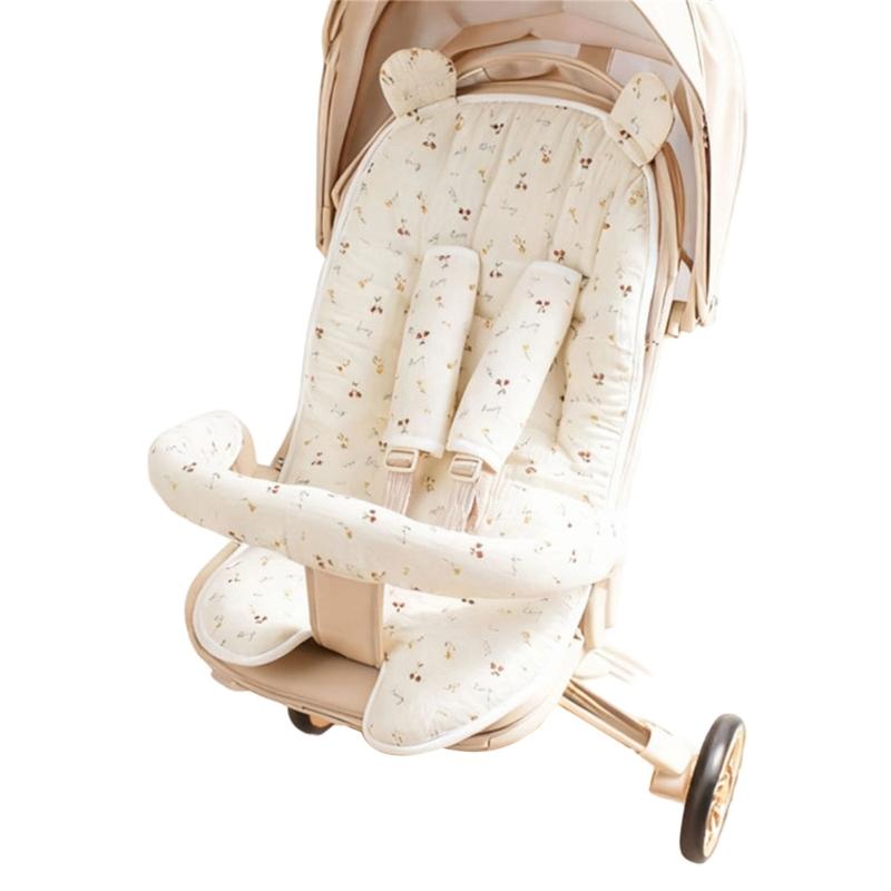 Doublure de siège pour poussette bébé avec motif imprimé Coussin de siège de landau Ensemble de coussinets pour accoudoir de siège-ceinture Accoudoir Coussinet Doublure de poussette
