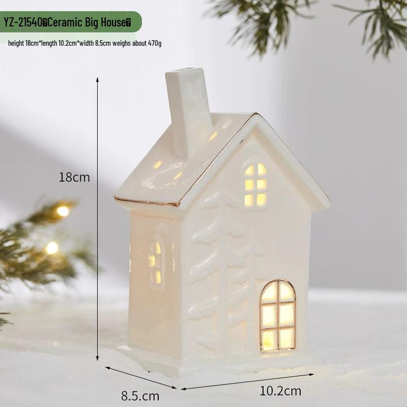 Glowing Ceramic Snow House Christmas Window Display Ornament