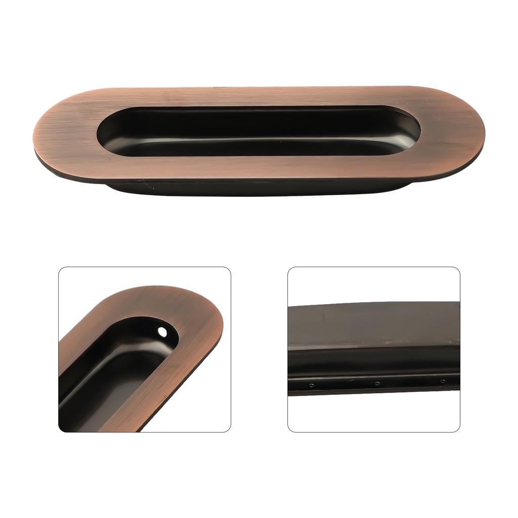 2MM Thick Door Knobs Handle 4mm Screw 120*40mm Embedded Oval Square Stainless Steel Wardrobe Invisible Cabinet