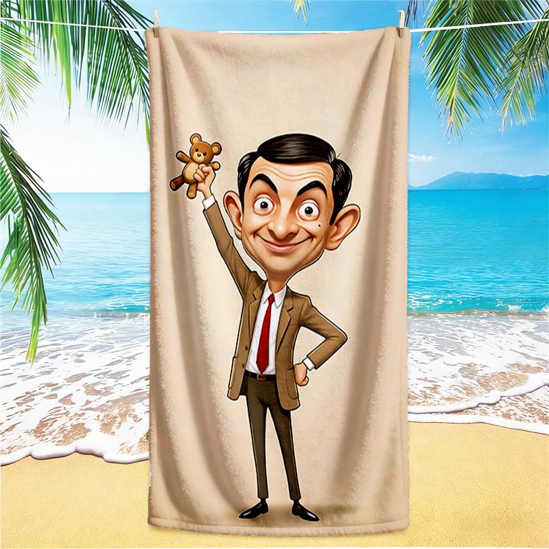 1pz Asciugamano da Spiaggia Mr Bean in Giro per il Mondo, Asciugamano da Spiaggia Assorbente ad Asciugatura Rapida, Asciugamano da Spiaggia per Sport all'Aperto e Nuoto, Morbido e Confortevole Y73043