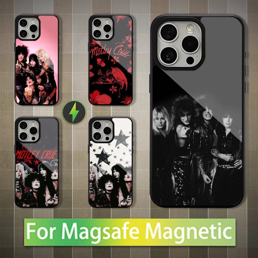Rock Band M-Motley C-Crue Phone Case For iPhone 16,15,14,13,12,11,Pro,Max,Plus,Mini,Magsafe,Magnetic Wireless Charging Case