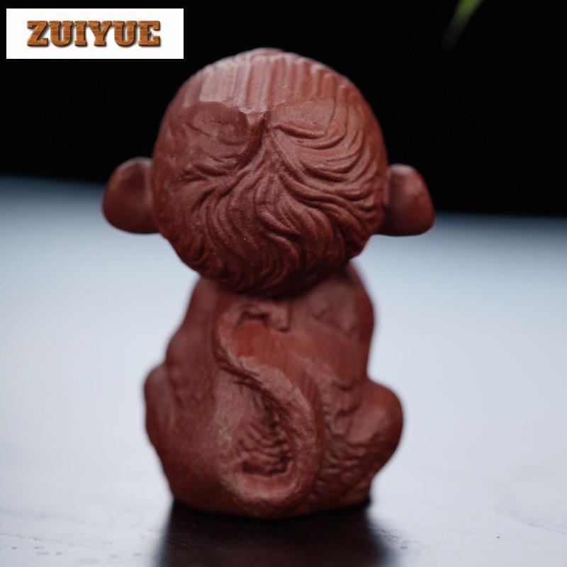 Purple Clay Four Happiness Zodiac Monkey Tea Pet Elegant Exquisite Miniatures Tea Figurine Play Toys Tea Statue Ornaments Gift