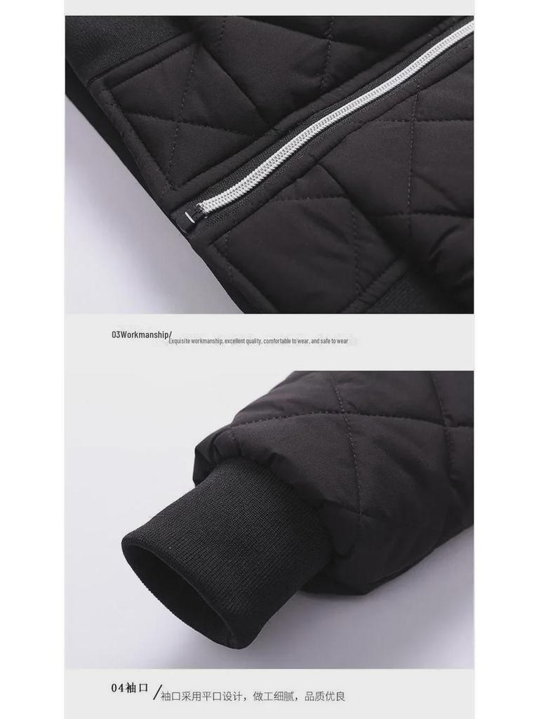 Herren Winter Stehkragen Samt-verstärkter Dicker Baumwollmantel - Trendige, Warme, Leichte Jacke für Männer mittleren Alters