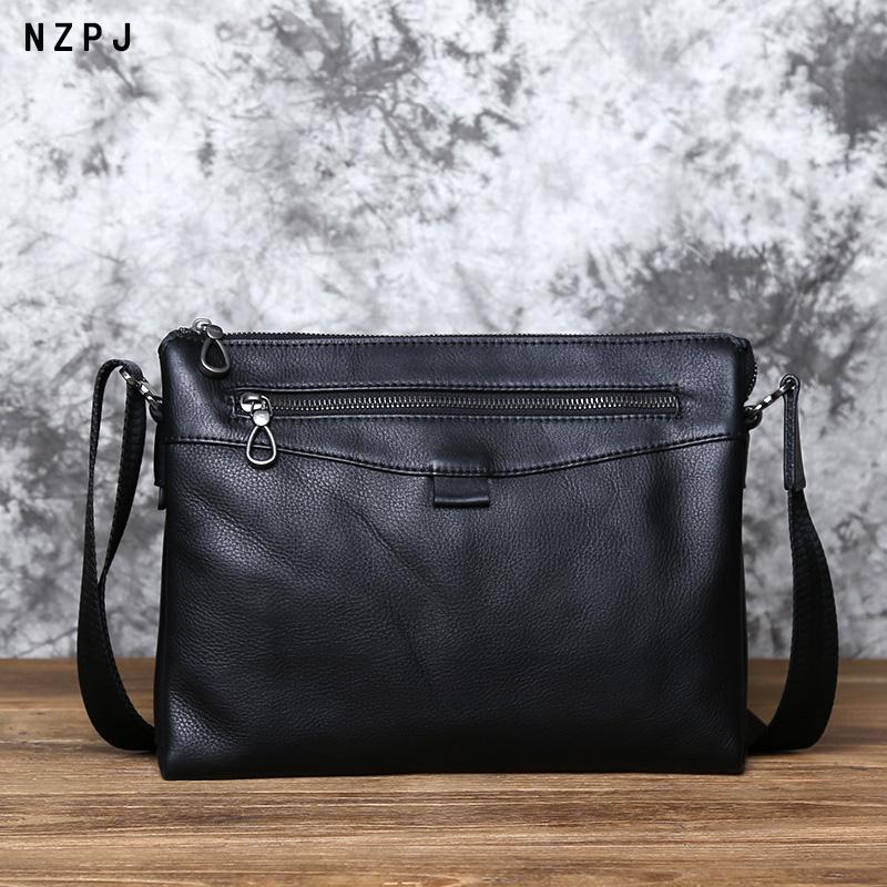

Fashion Men s Shoulder Bag Leather Casual Messenger Bag Top Layer Cowhide Horizontal Briefcase 10 Inch Ipad NZPJ
