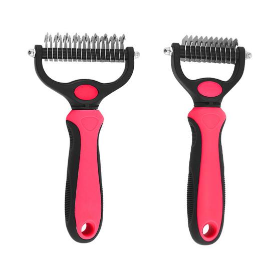 Pet Deshedding Brush Double-Sided Undercoat Rake for Dogs Cats Extra Wide Pet Shedding And Dematting Comb for Grooming