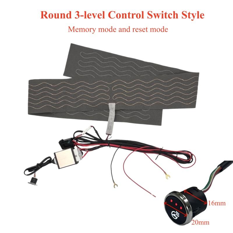 

Универсальный встроенный комплект подогрева руля автомобиля 12 В 65 В Нагревательная накладка из сплавного провода Многоуровневая система управления с переключателем и жгутом проводов