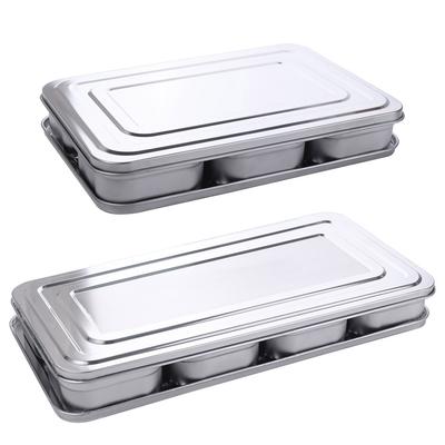Boîte de rangement rectangulaire pour assaisonnements à 6/8 compartiments en acier inoxydable, boîte de préparation alimentaire, boîte durable résistante à la rouille pour ingrédients de dessert