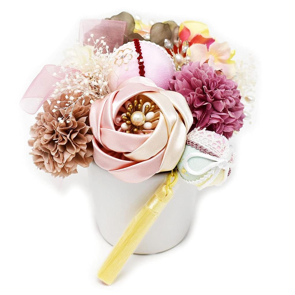 Kimono Arenca Antique Rosa Hair Ornaments for Chirimen Set [Stylish Iroha] Coming-of-Age Ceremonies, 15-Piece (Pink)