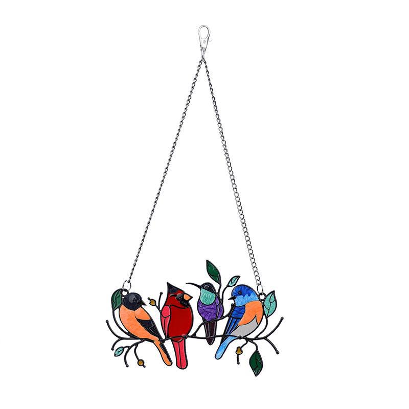 Pendant Mini Stained Bird Glass Window Hangings Acrylic Wall Hanging Colored Birds Decor Room Accessories Scandinavian Decor Mot