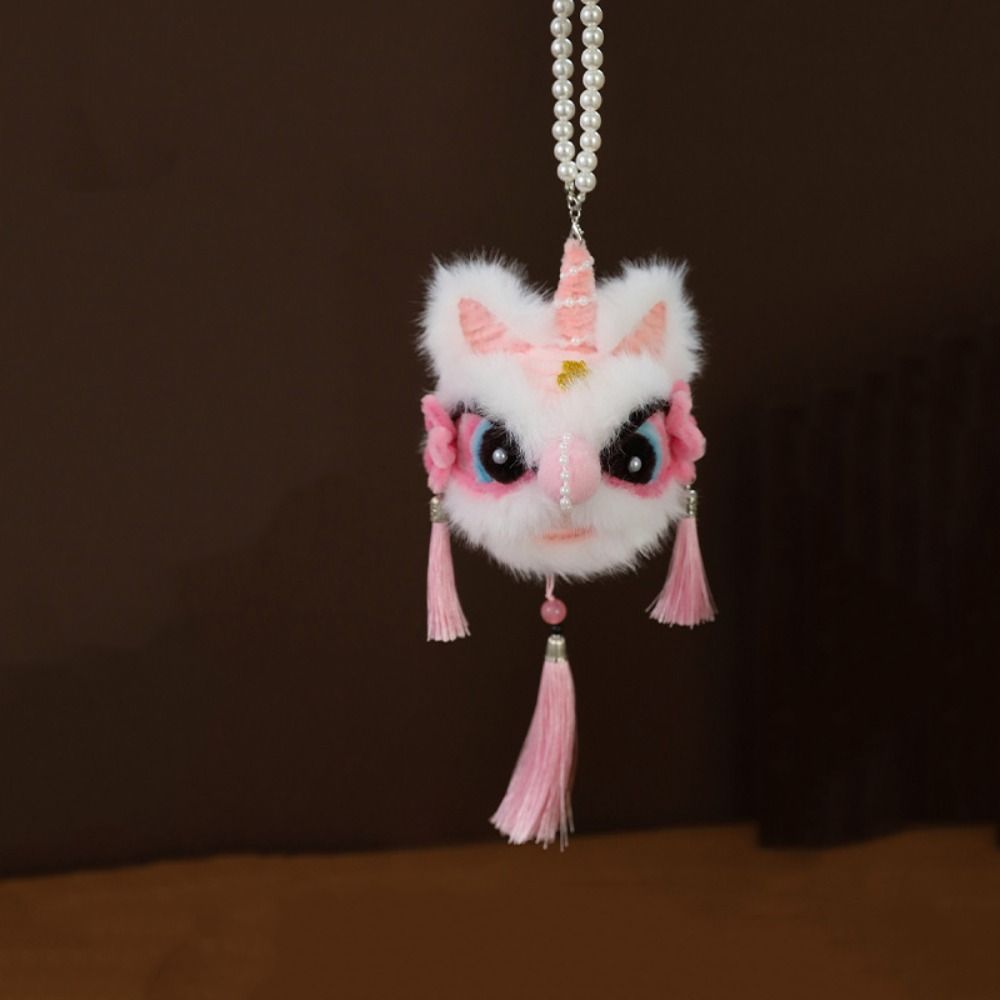 Handheld New Year Luminous Lantern Pearl Lion Lantern Keychain Plush Lion Pendant  Spring Festival