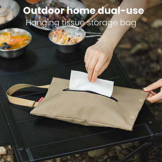 Camping Hanging Tissue Storage Bag with Handle Heavy Duty Oxford Cloth Waterproof Car BBQ Picnic Outdoor Napkin Holder Dispenser Pouch
