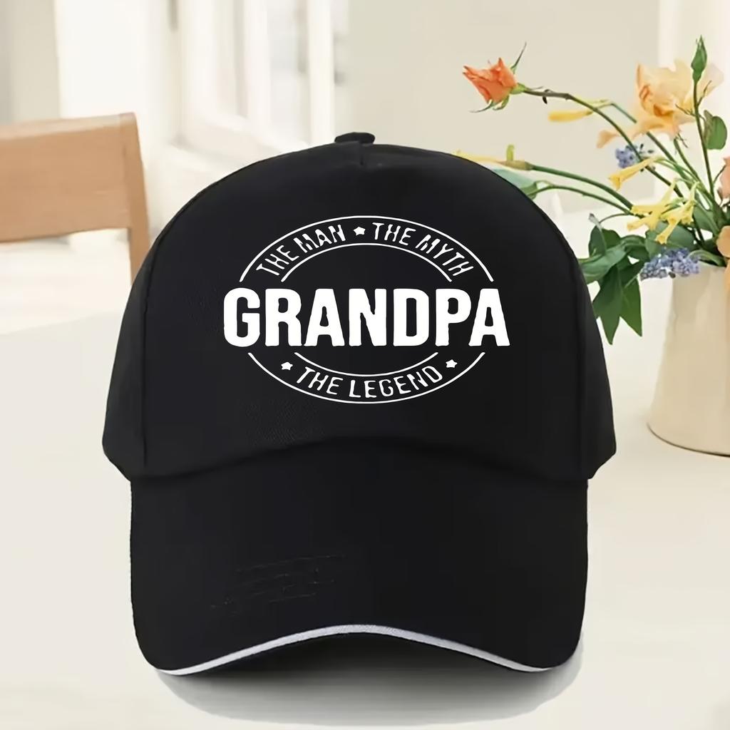 Grandpa The Man The Myth The Legend Baseball Cap Adjustable Polyester Casual Hat for Adult