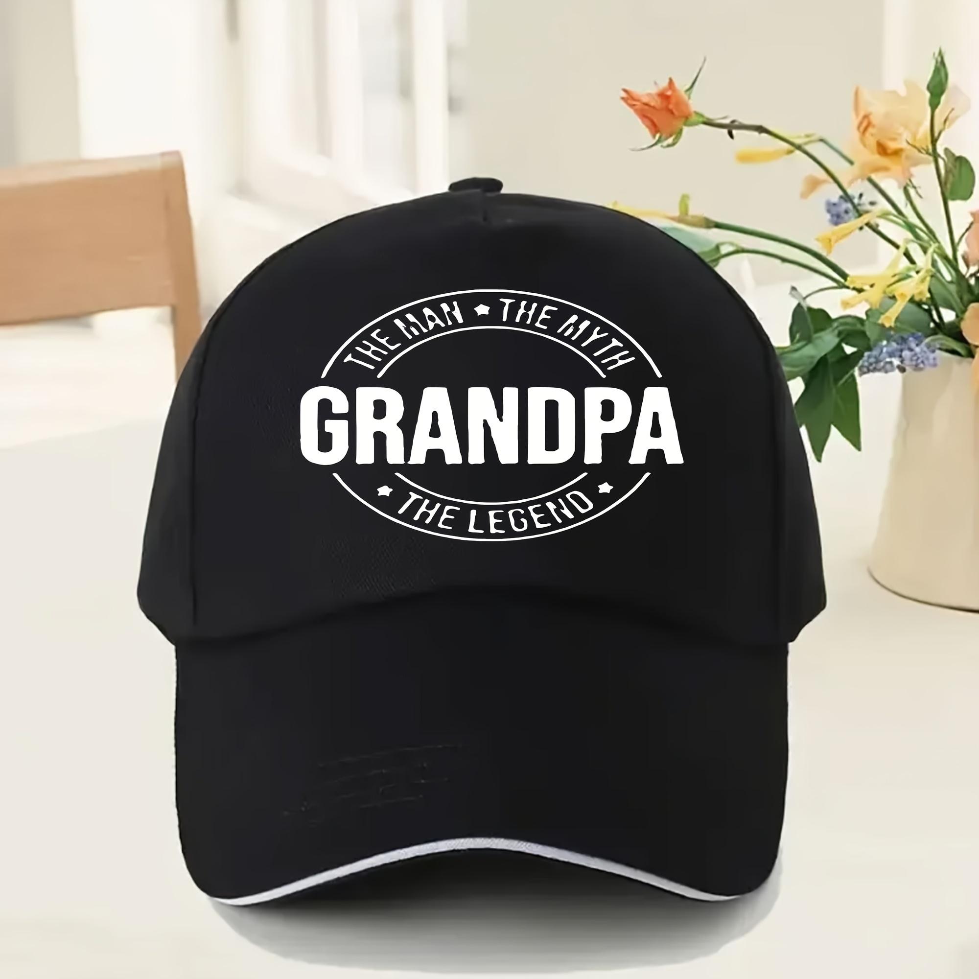 Grandpa The Man The Myth The Legend Baseball Cap Adjustable Polyester Casual Hat for Adult One Size