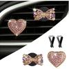 2PCS Bling Car Vent Clips with Bow Tie & Heart Design,Stylish Car Air Vent Clips with Rhinestones for Cars Decorations,Universal Vehicle Accessories