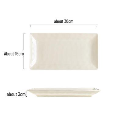 Cream Style Stone Grain Ceramic Rectangular Fish Plate