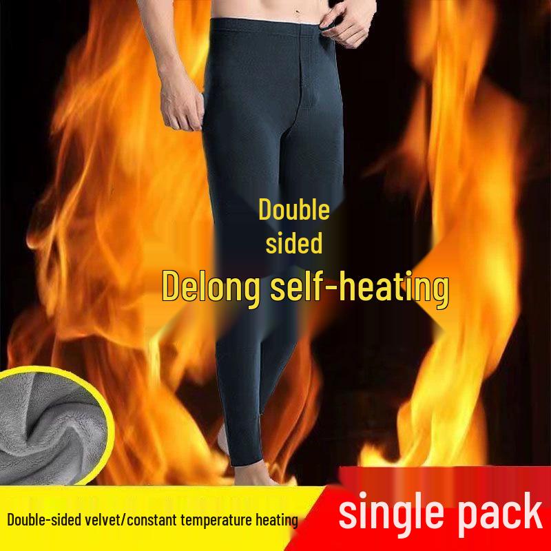 Men's Seamless Warm Fleece-Lined Autumn Pants - Thick Wool Base Layer & Winter Velvet Underwear