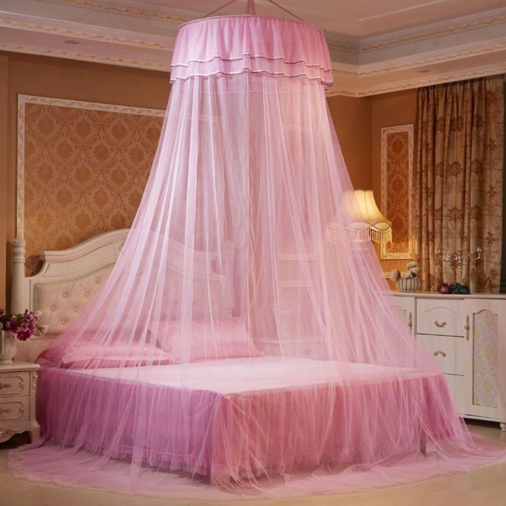 Luxury Pleated Lace Mesh Dome Queen Size Bed Canopy Mosquito Net Bedding Article Bed Tent