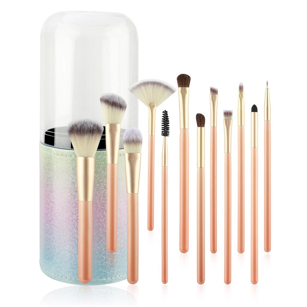 15 makeup brush set with storage cartridge, large capacity brush bucket, soft loose powder, eyeshadow brush, beauty.