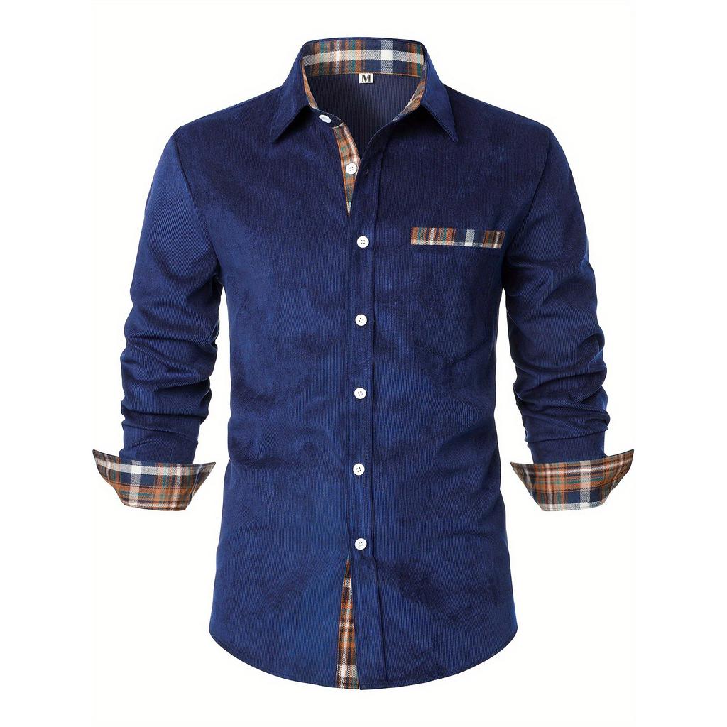 Men's Casual Outdoor Collared Corduroy Long-Sleeve Shirt