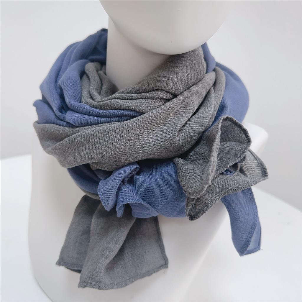 Two-Color Spliced Cotton And Linen Scarf, Very Soft To The Touch, With A Sense Of Drooping, Support