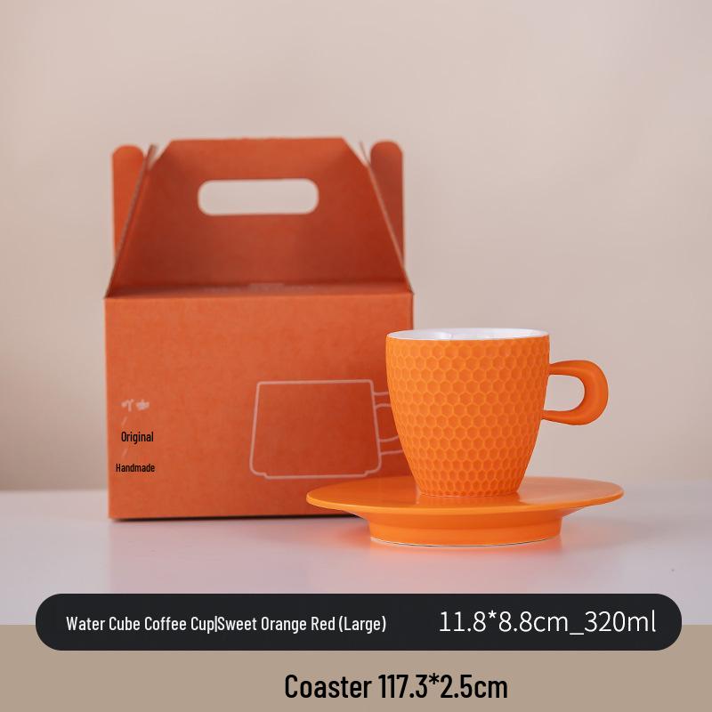 Elegant Handmade Retro Ceramic Coffee Cup & Saucer Set - Coarse Pottery Mug for Pour-Over Coffee