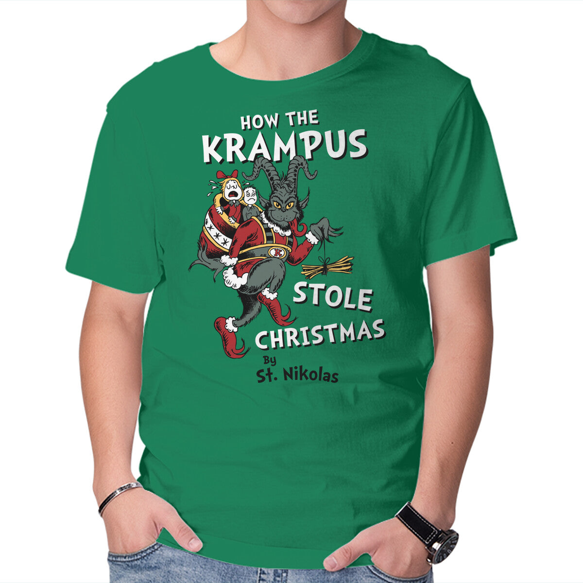 Unisex Crew Neck T-Shirt How The Krampus Stole Christmas Graphic Short Sleeve Casual Tee XXXXL