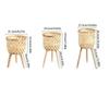 Handmade Bamboo Woven Flower Pot With Stand Stool With Legs Plant Flower Display Storage Stand Straw Woven