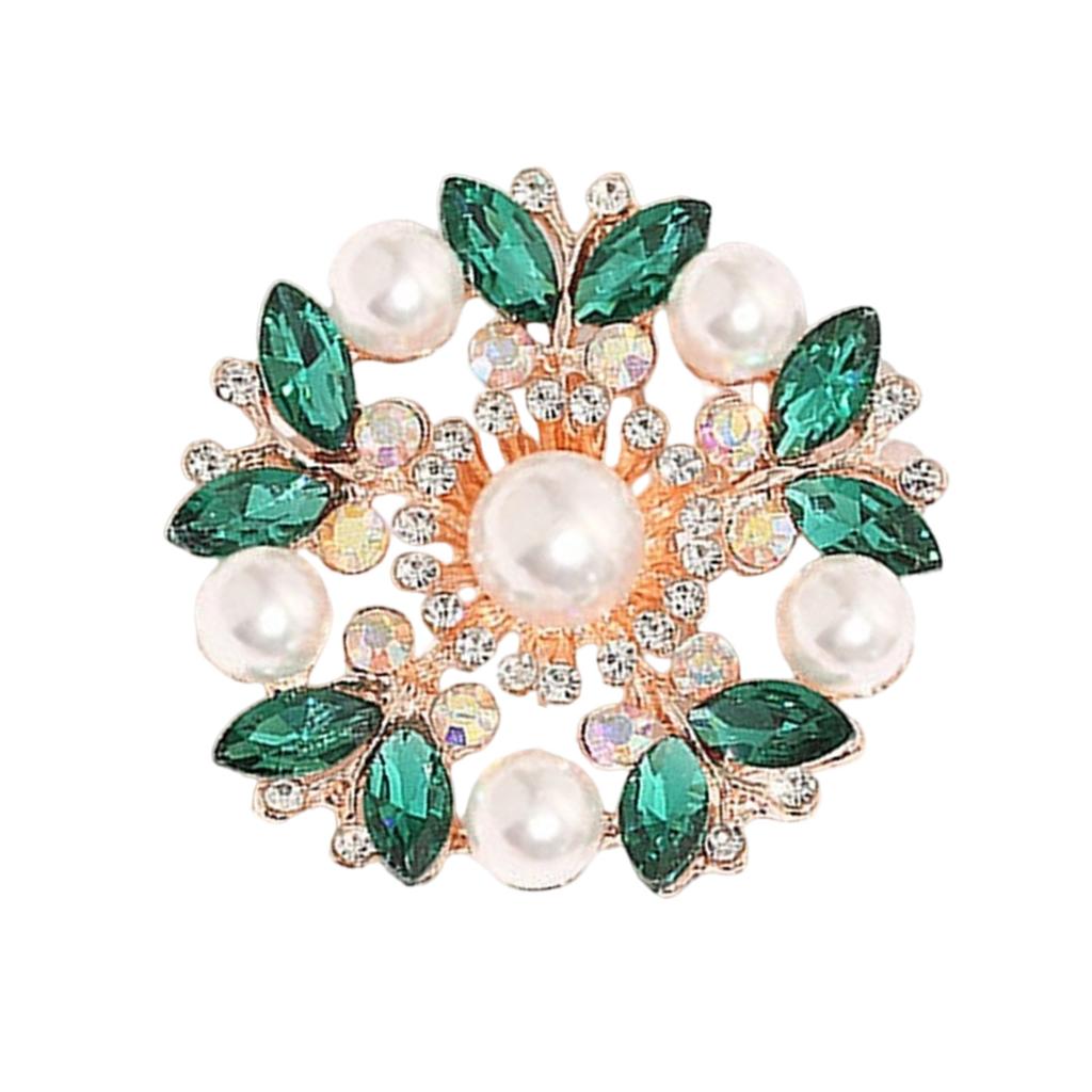 Elegant Crystal Pearl Flower Brooch For Women Vintage Rhinestone Scarf Pin Multi Purpose Jewelry Gift