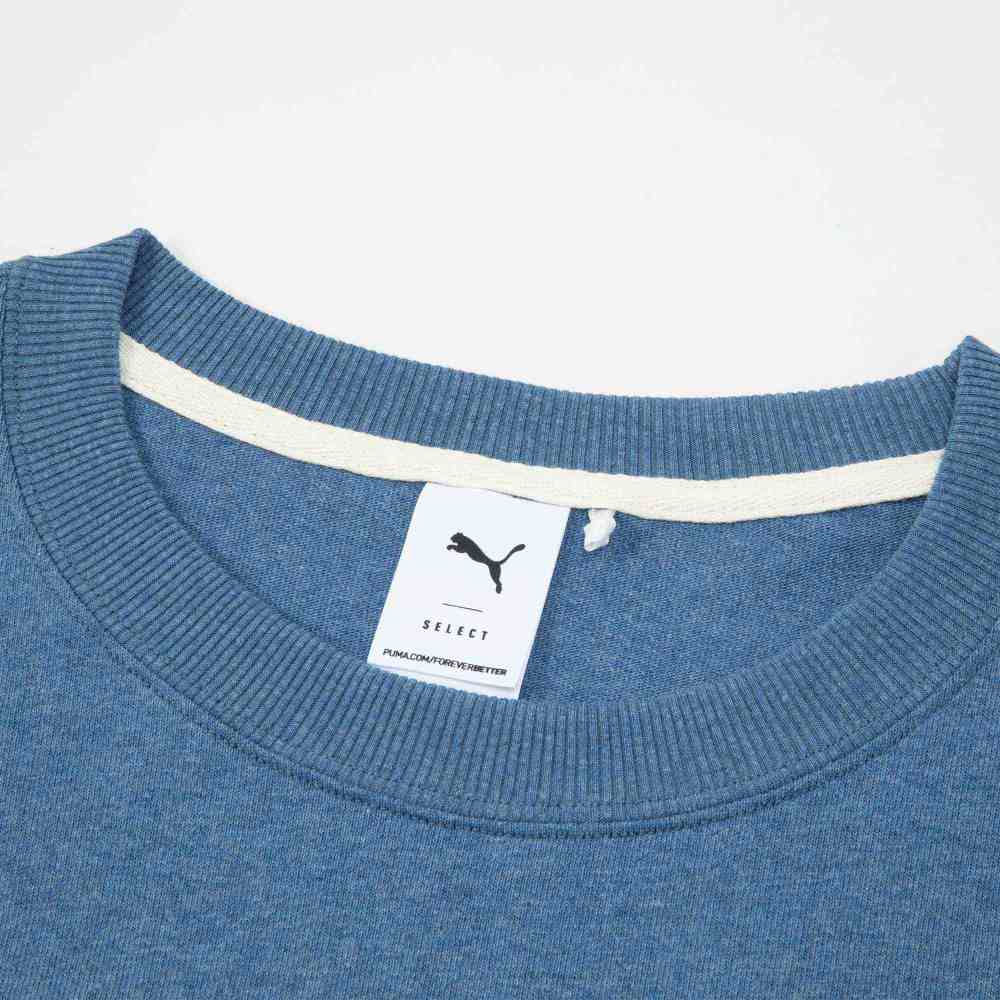 Puma Navy Series Solid Color Single Side Pocket Design Round Neck Long Sleeve T-Shirt Unisex Tops Deep-Space-Blue 623126-56