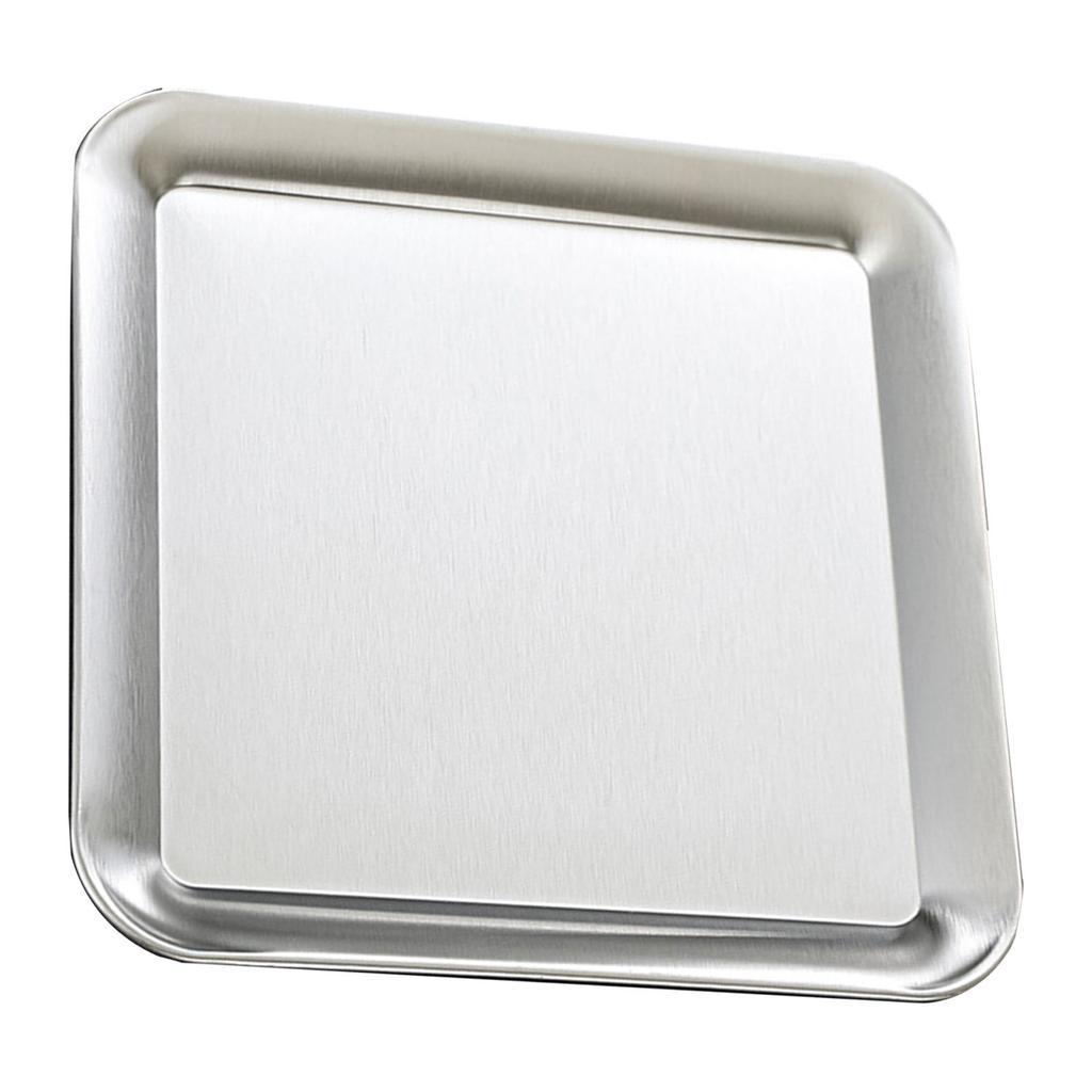 Serving Platter Square Stainless Steel Dish Tray Barbecue Plate Silver Color for Home L