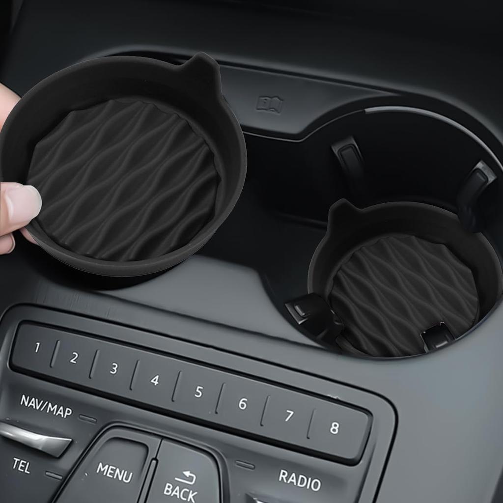 Car Cup Holder Coaster, 4PCS Silicone Non-Slip Vehicle Cup Holder ert Mat, Sift-Proof Spill Recessed Embedded in Bottle Protection Pad, Universal