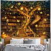 Spenlife Magical Library Tree Of Life Wall Tapestry, Fantasy Bookshelf Tree Tapestries For Room Decor, Enchanted Tapestry