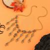 Halloween Skeleton Pendant Necklace And Earrings With Geometric Design For Women