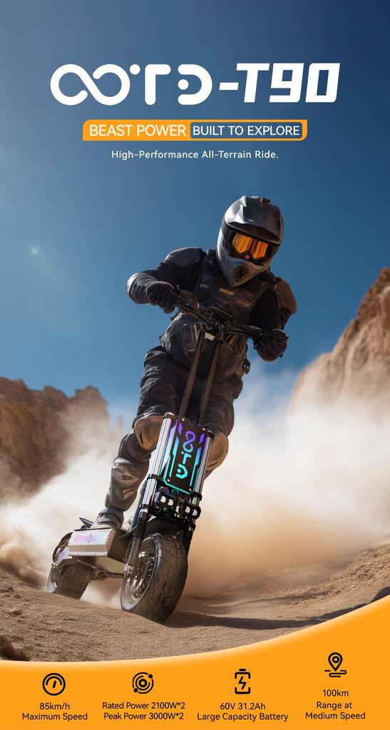 OOTD T90 4200W Off-road Scooter, 85 Km/h, 31.2 Ah Battery, 100 Km Range, Hydraulic Brakes, Suitable for Adults