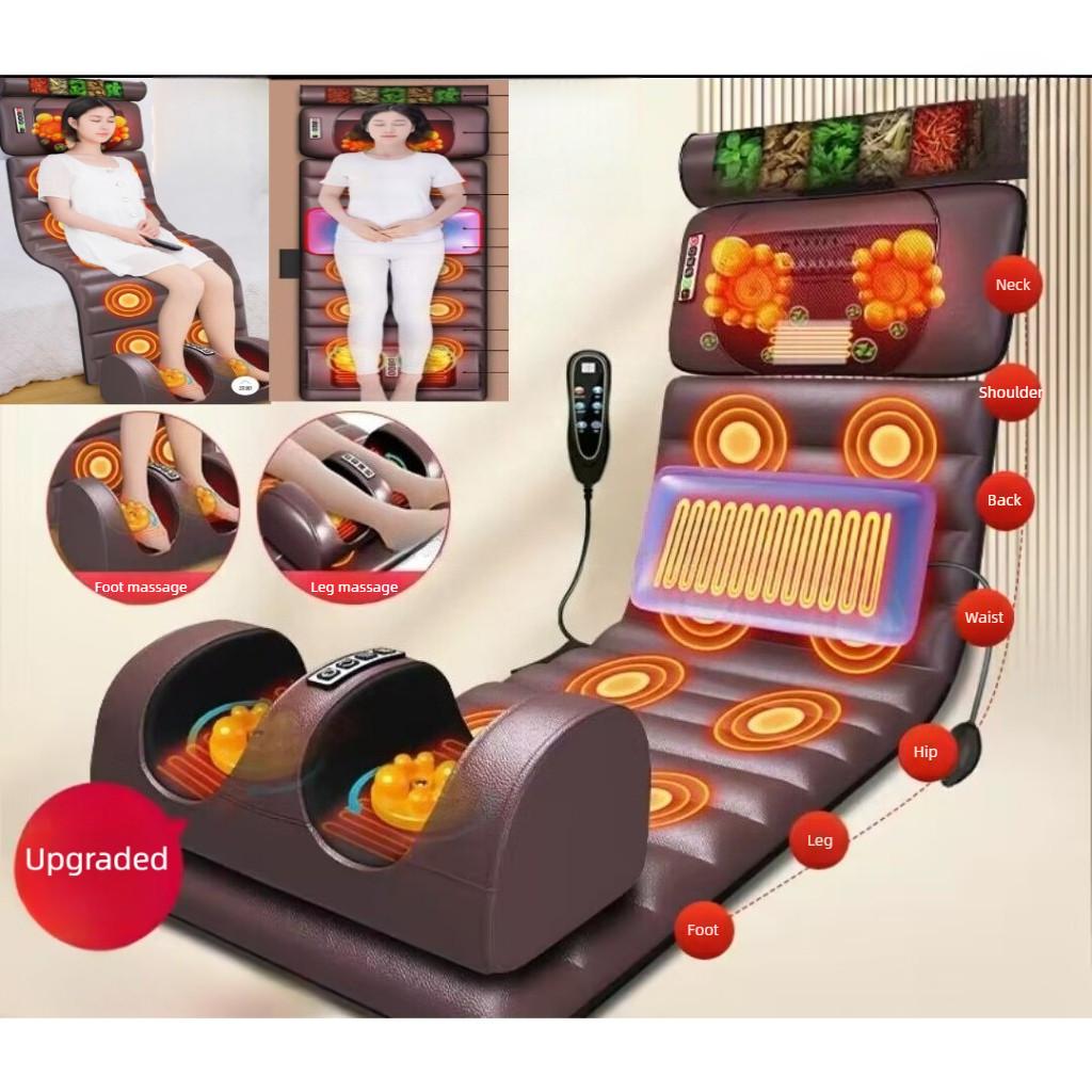 10 Vibration Motors Full Body Massager Cushion Neck Back Waist Legs Compress Kneading Massage Mat Massage Heating Pad