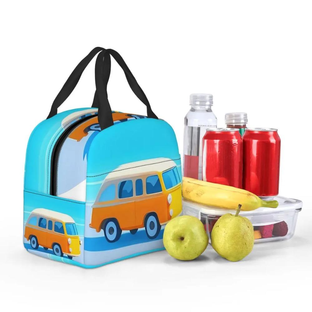 Beach Cartoon Camping Vehicle Insulated Lunch Bag for Women Children Portable Food Boxes Thermal Lunch Box Tote