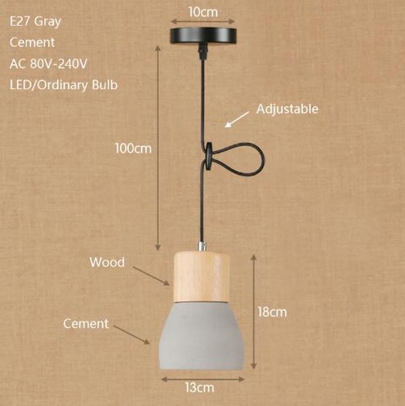 Lustre pequeno moderno industrial de cimento madeira maciça restaurante cozinha café bar
