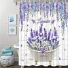 Purple Lavender Shower Curtains Rustic Farmhouse Watercolour Lilac Floral Rustic Wood Panel Plant Polyester Home Bathroom Decor