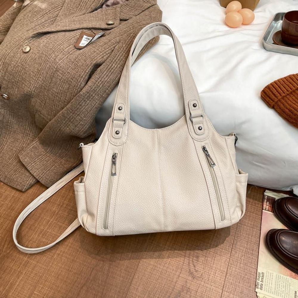 Women's PU Leather Shoulder Tote Bag Fashion Commuter Handbag