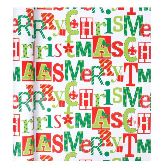 Christmas Wrapping Paper Roll 17 Inch Merry Christmas Santa Claus Gift Wrapping Paper Reversible Winter Holiday Gift Wrap for Present Wrap Packaging