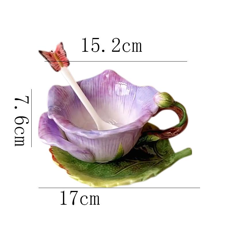 

Креативная керамическая кофейная чашка и блюдце с цветочным узором, кружка розового и фиолетового цвета, изысканная чашка для послеобеденного чая, чашка для цветочного чая, кофейная чашка, тисненая кружка для молока 101-200ml