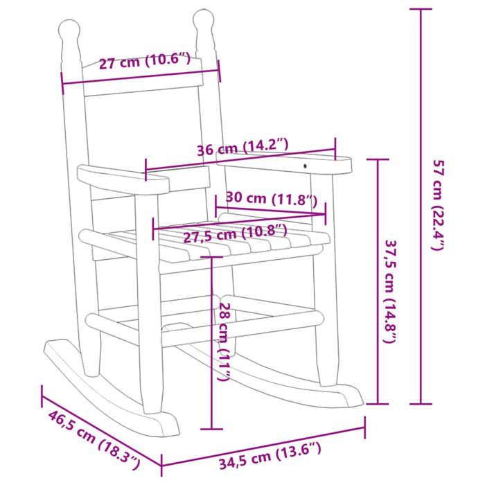 VidaXL Chaise à bascule enfants marron bois de peuplier massif, fauteuil à bascule, chaise à bascule d'extérieur, chaise à 4008880