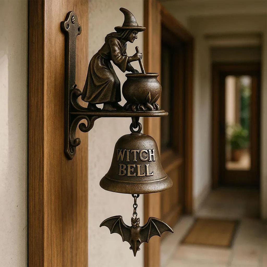 Witch Bell Wind Chimes Witch Iron Broom Door Hanger Hanging Decorations Dachshund Dog Door Chime