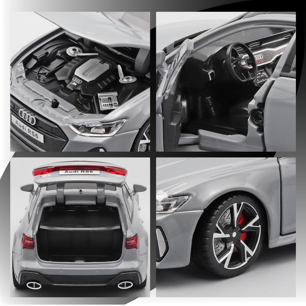 1/32 RS6 Leke Bilmodell med Lyd Lys Dører Åpnet Legering Støpt Modell Kjøretøy Samling Leke for Gutt Voksen Festivalgave 111