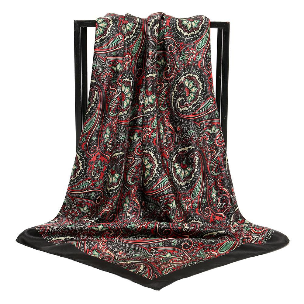 Silk Shawl Square Scarf For Women Print Headband Foulard Satin Hijab Hair Bands Neckerchief Female Head Wraps Bandana