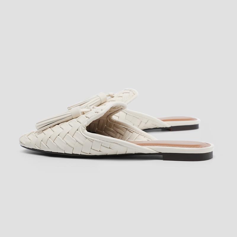 Fashion 2025 Autumn Women's Slippers Winter Fringe Modern Slippers Square Head Flats Lazy Muller Sandals Tassel Shoes Woman Slides