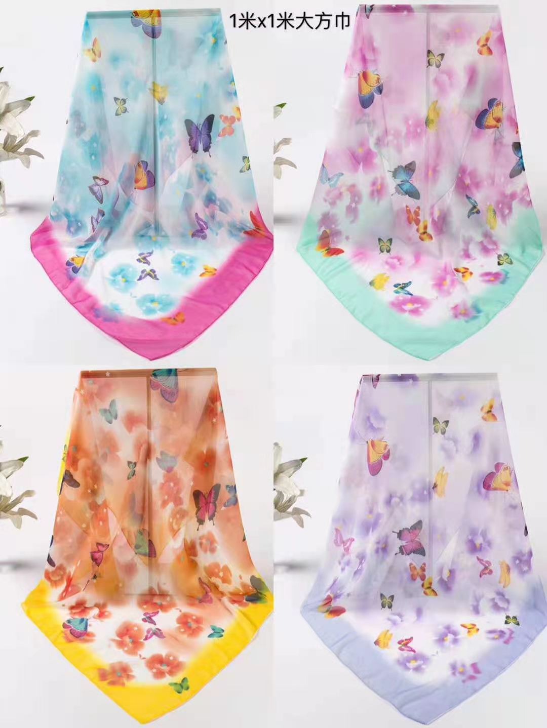 

Korean Version Spring And Summer Square Square Yarn Scarf Women S Winter Chiffon Silk Scarf Decorative Thin 1-Meter Square Scarf 100cm square towel